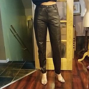Brown genuine leather pants